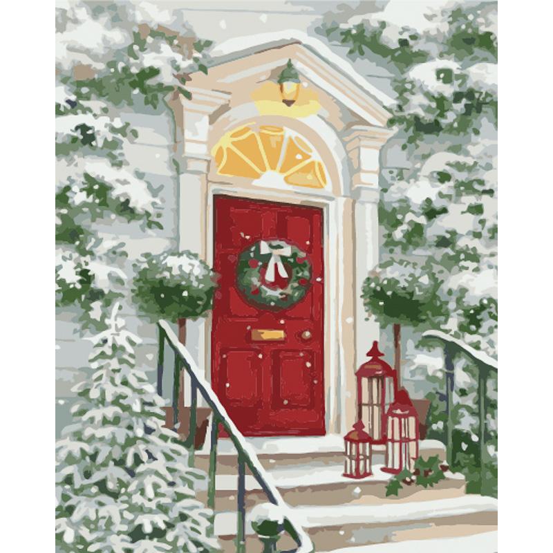 Картина по номерам Strateg Премиум Венчик на дверях с лаком и уровнем 40x50 см (GS1547)