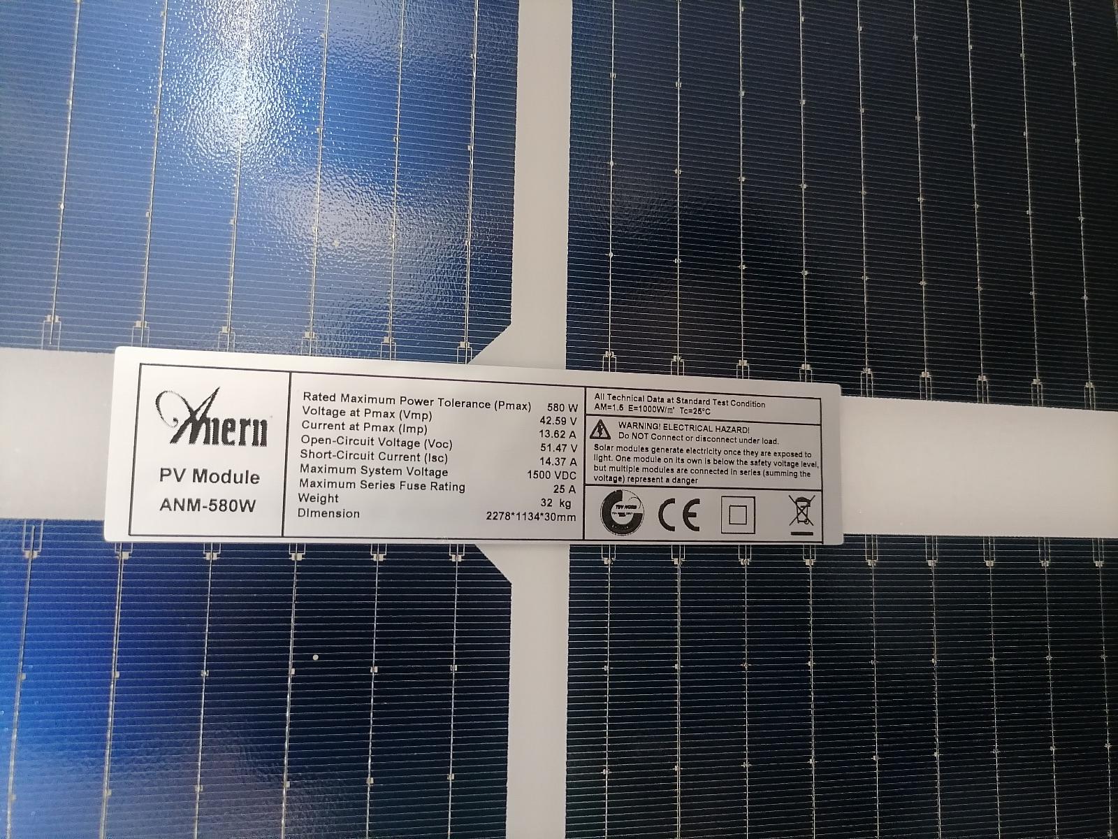 Сонячна панель двостороння Anern ANM-ND580W (24828233) - фото 6 Сонячна панель двостороння Anern ANM-ND580W (24828233) - фото 6