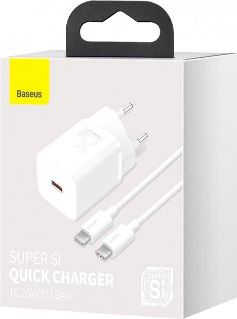 Зарядное устройство Baseus Super Silicone 25 W 1Type-C и кабель Type-C/Type-C 3 A 1 м (TZCCSUP-L02) - фото 8