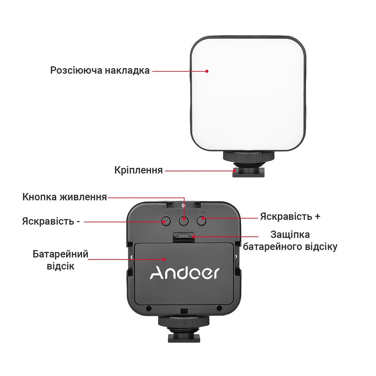 Риг клітка для смартфона Andoer PVK-02T з LED лампами та мікрофоном і триногою набір для блогера 4 в 1 - фото 6