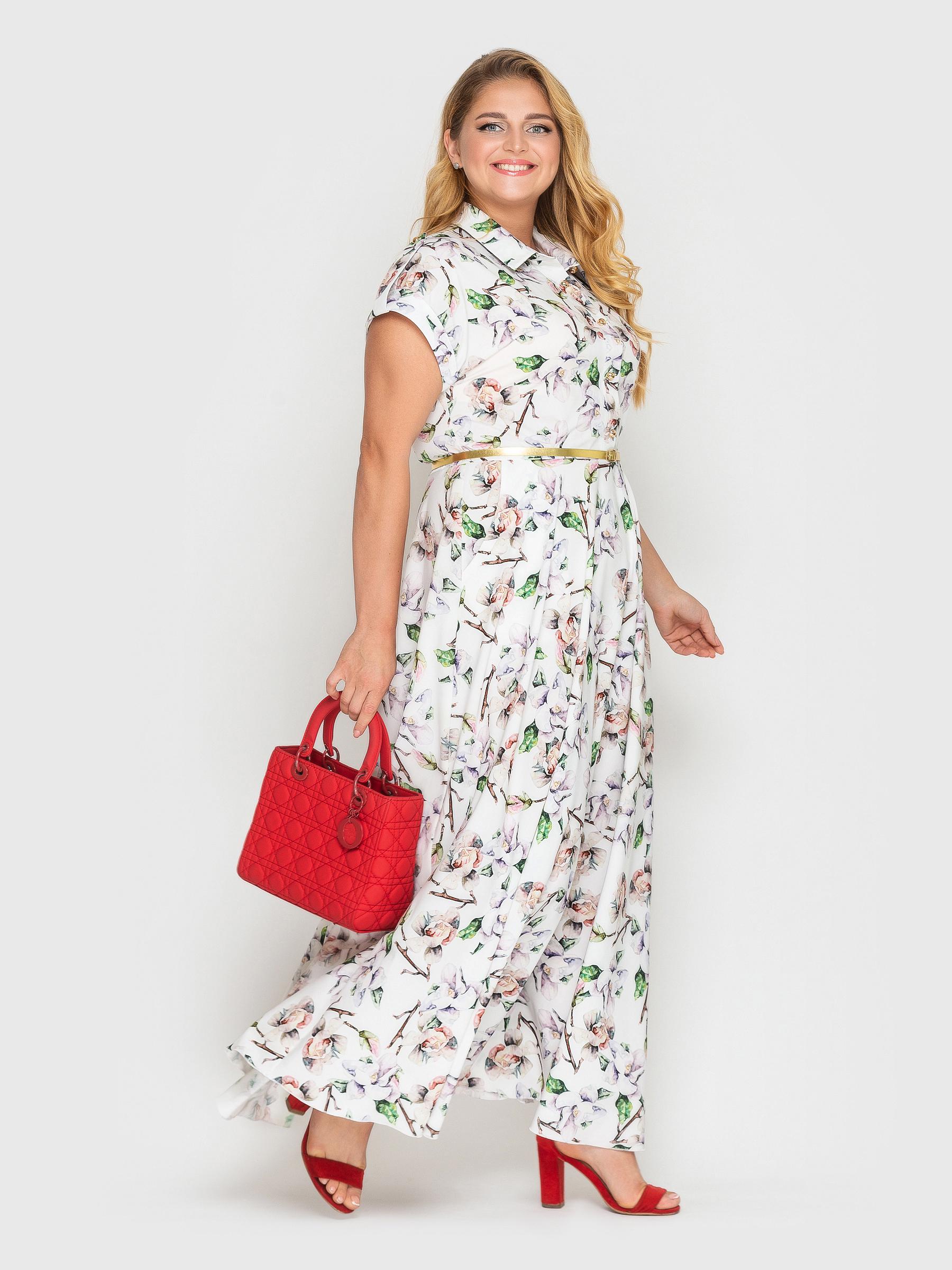 Платье VLAVI Алена флора р. 54 Белый (114301-54) - фото 3 Платье VLAVI Алена флора р. 54 Белый (114301-54) - фото 3