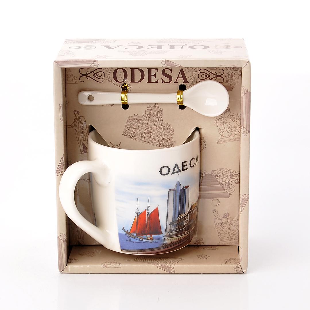 Чашка керамическая с ложкой Одесса в подарочной упаковке №5 - фото 2 Чашка керамическая с ложкой Одесса в подарочной упаковке №5 - фото 2