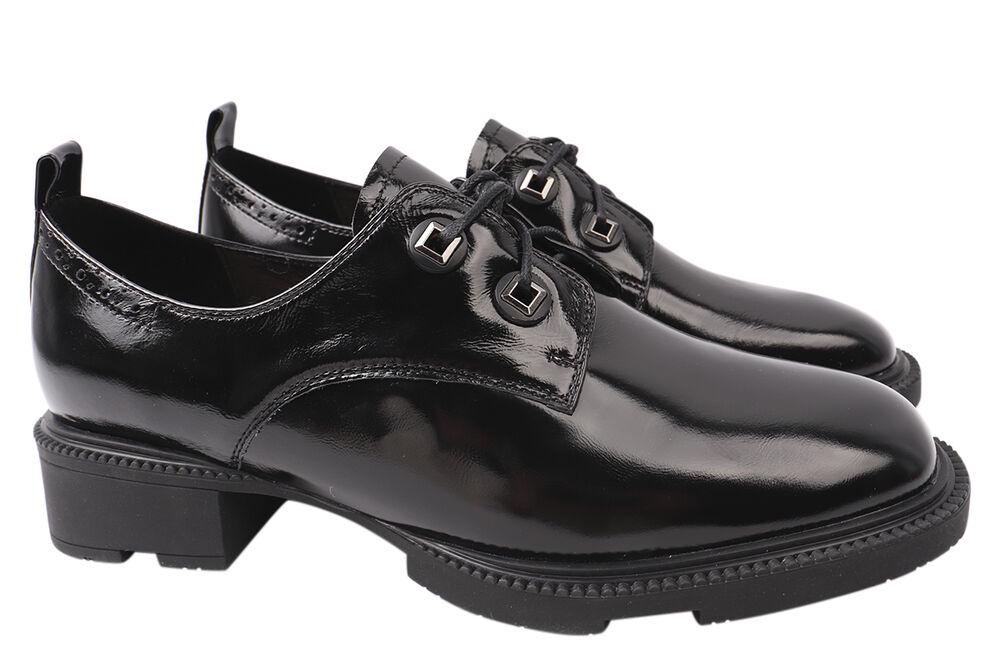 Туфли женские Molka из кожи на низком ходу на шнуровке р. 37 Черный (141-21DTC)