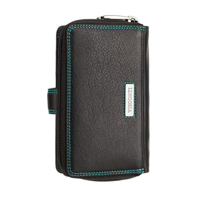 Кошелек женский кожаный Visconti Carmelo c RFID Black/Rhumba (R13 BLK/RHUMBA)