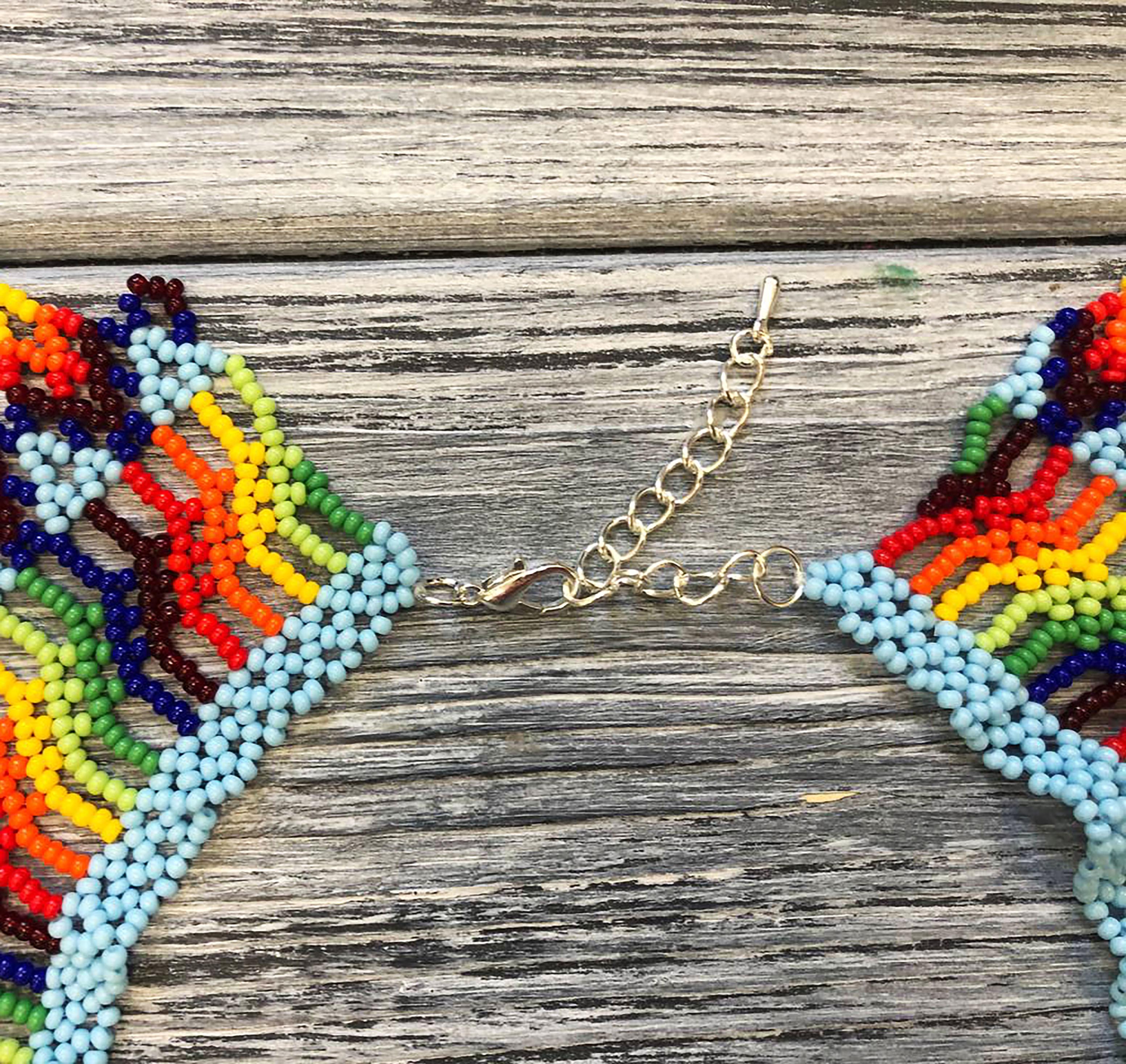 Колье-силянка из бисера HatynkaUA Rainbow Necklace ручной работы (SUN999_18) - фото 4