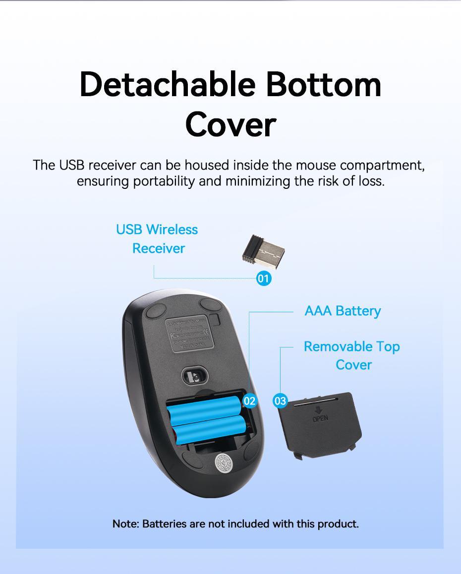 Миша комп'ютерна Vention 2.4G 1200DPI бездротова 3 кнопки USB-A Чорний (KTBB0) - фото 11 Миша комп'ютерна Vention 2.4G 1200DPI бездротова 3 кнопки USB-A Чорний (KTBB0) - фото 11