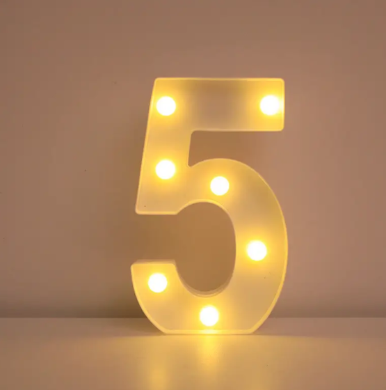 Цифра объемная 5 Led декоративная маленькая 21x13 см Белый (1899/5)