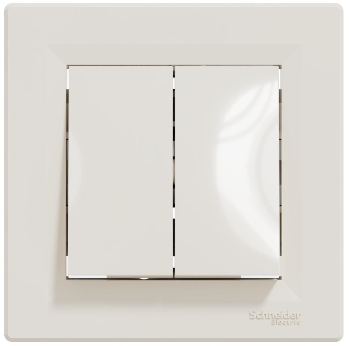 Вимикач двоклавішний Schneider Electric Asfora з рамкою Кремовий (27548735) Вимикач двоклавішний Schneider Electric Asfora з рамкою Кремовий (27548735)