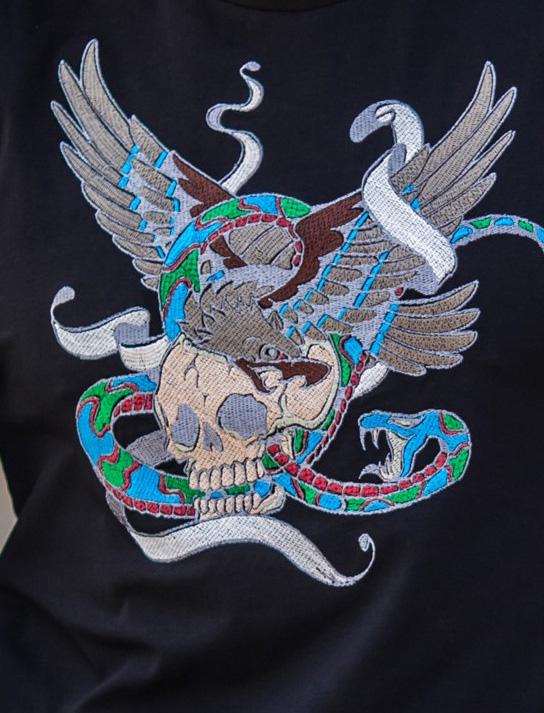 Футболка з вишивкою BATIAR Череп та орел M Чорний - фото 3 Футболка з вишивкою BATIAR Череп та орел M Чорний - фото 3