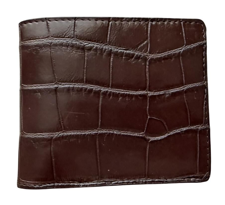 Кошелек мужской из натуральной кожи крокодила коричневый Ekzotic leather (cw35_9)