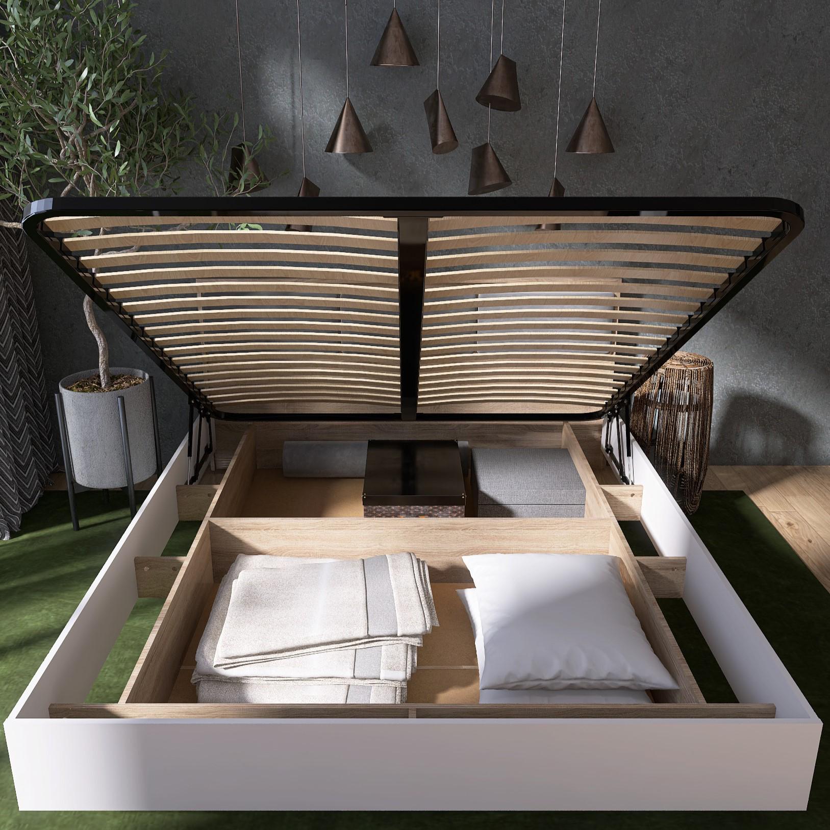 Ліжко двоспальне Everest Сіті 1400 з підйомним механізмом та ламельною основою Сонома/Білий (11489) - фото 2 Ліжко двоспальне Everest Сіті 1400 з підйомним механізмом та ламельною основою Сонома/Білий (11489) - фото 2