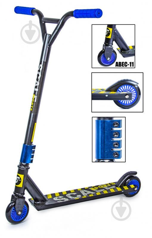 Трюковой самокат Scale Sports Tornado Abec-7 100 мм черно-синий