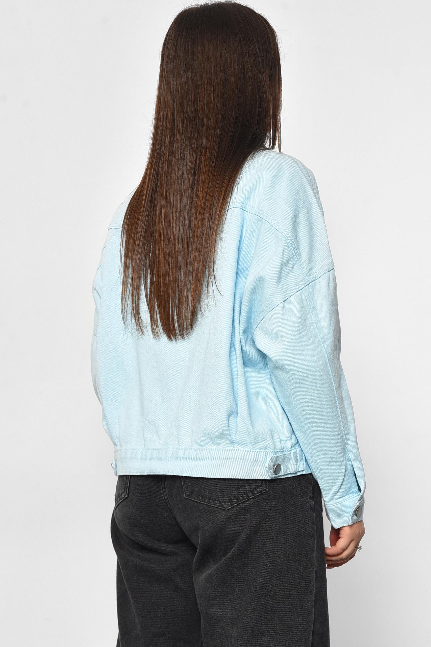 Джинсовка женская укороченная M Голубой (179794) - фото 3 Джинсовка женская укороченная M Голубой (179794) - фото 3