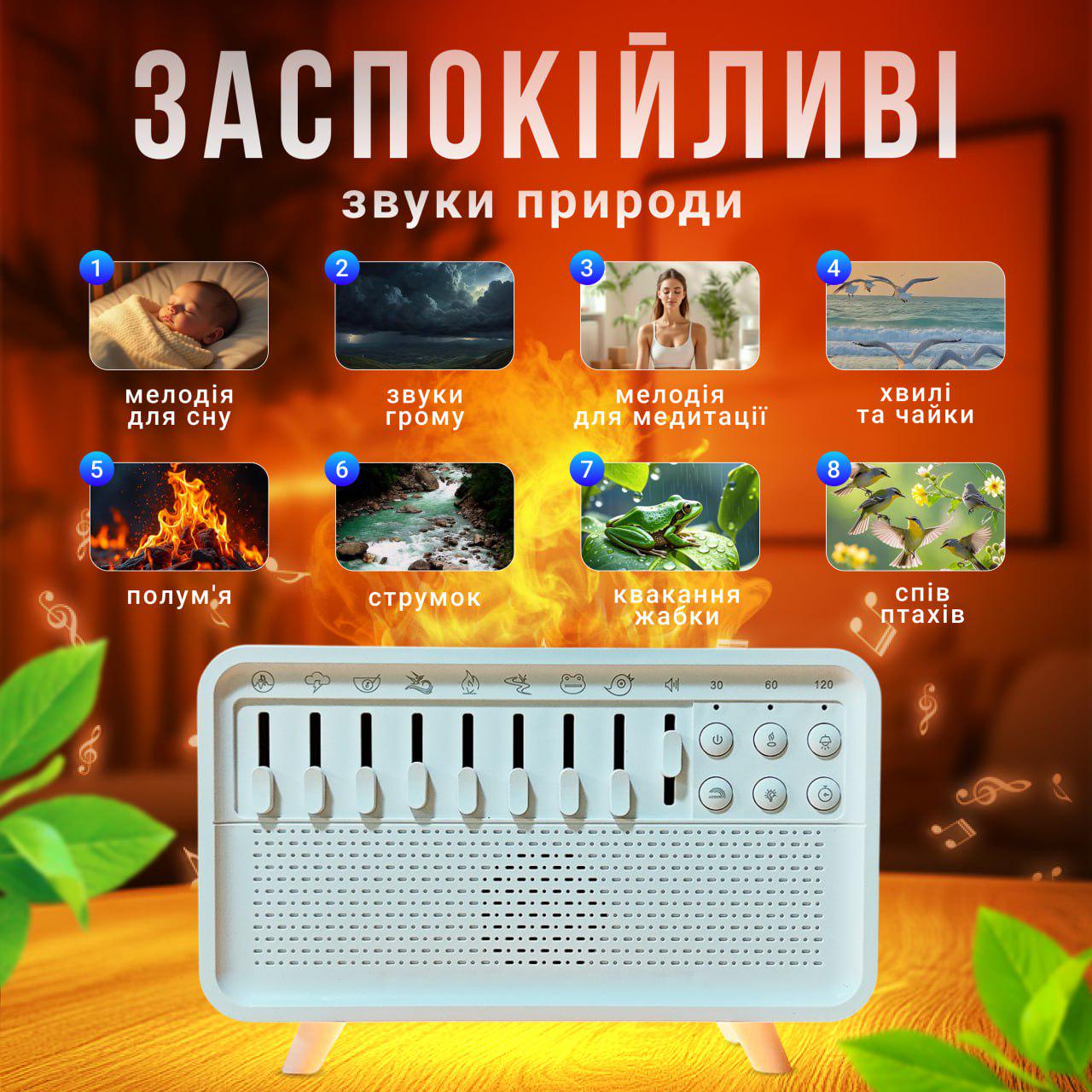 Нічник-генератор білого шуму/зволожувач повітря ультразвуковий Білий (29888781) - фото 5