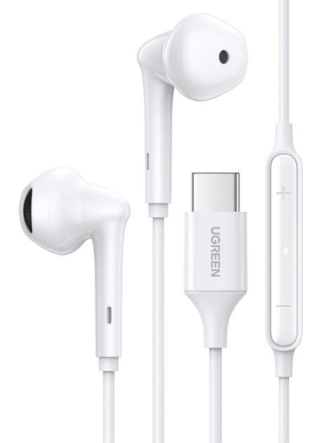 Наушники проводные UGREEN EP101 Wired Earphones with Type-C 1,2m White (602043) - фото 1