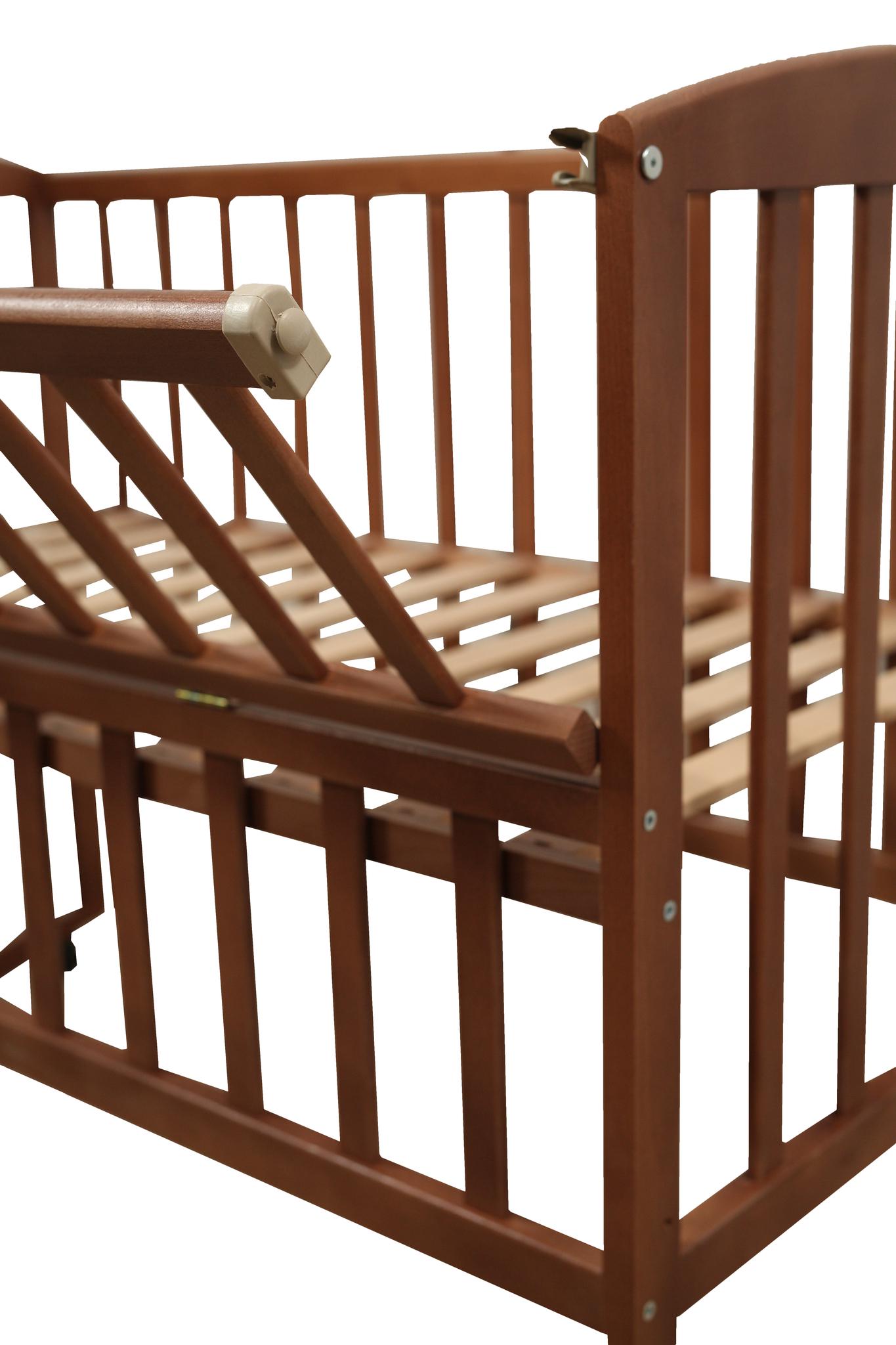 Детская кроватка Goydalka Ameli откидная боковина Орех - фото 3 Детская кроватка Goydalka Ameli откидная боковина Орех - фото 3