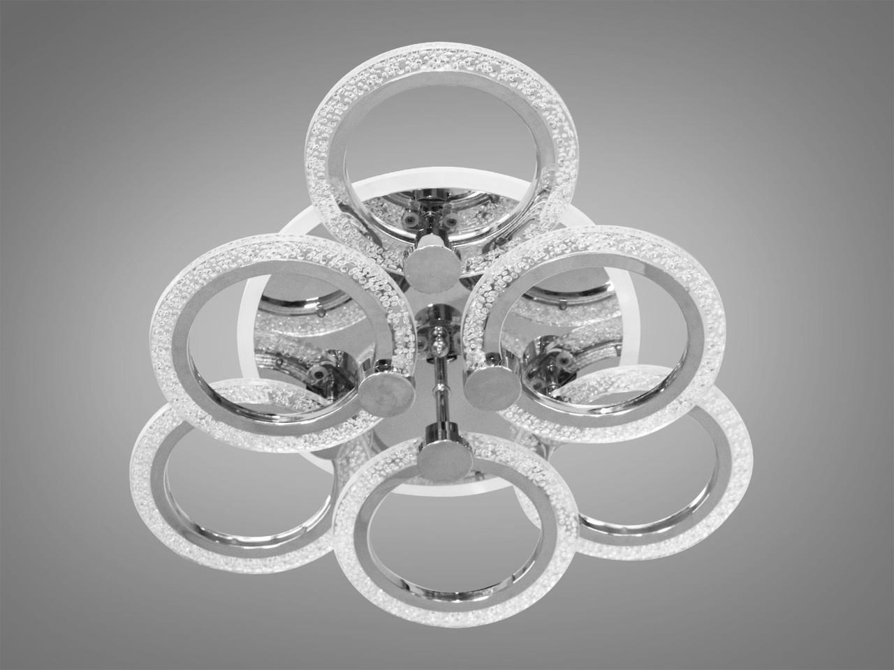 Люстра светодиодная в стиле хай-тек 80W на 12 кв. м Хром (A8180-3+3HR-LS) Люстра светодиодная в стиле хай-тек 80W на 12 кв. м Хром (A8180-3+3HR-LS)