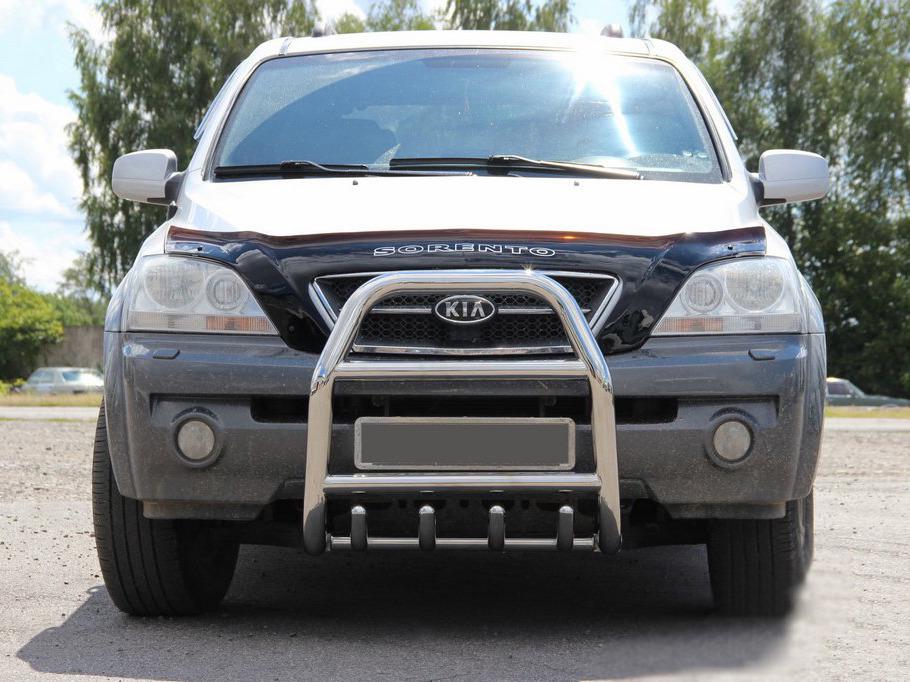 Кенгурятник QT007 CAN для Kia Sorento 2002-2009 гг. нержавеющая сталь Хром