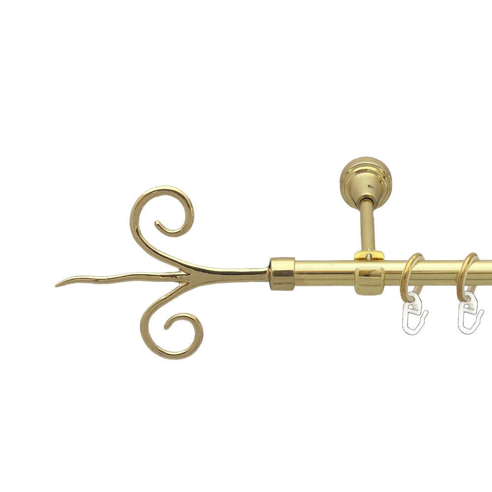 Карниз Orvit Фантазія металевий однорядний відкритий гладка труба кільце металеве 16 мм 160 см Золото (00-00014151)