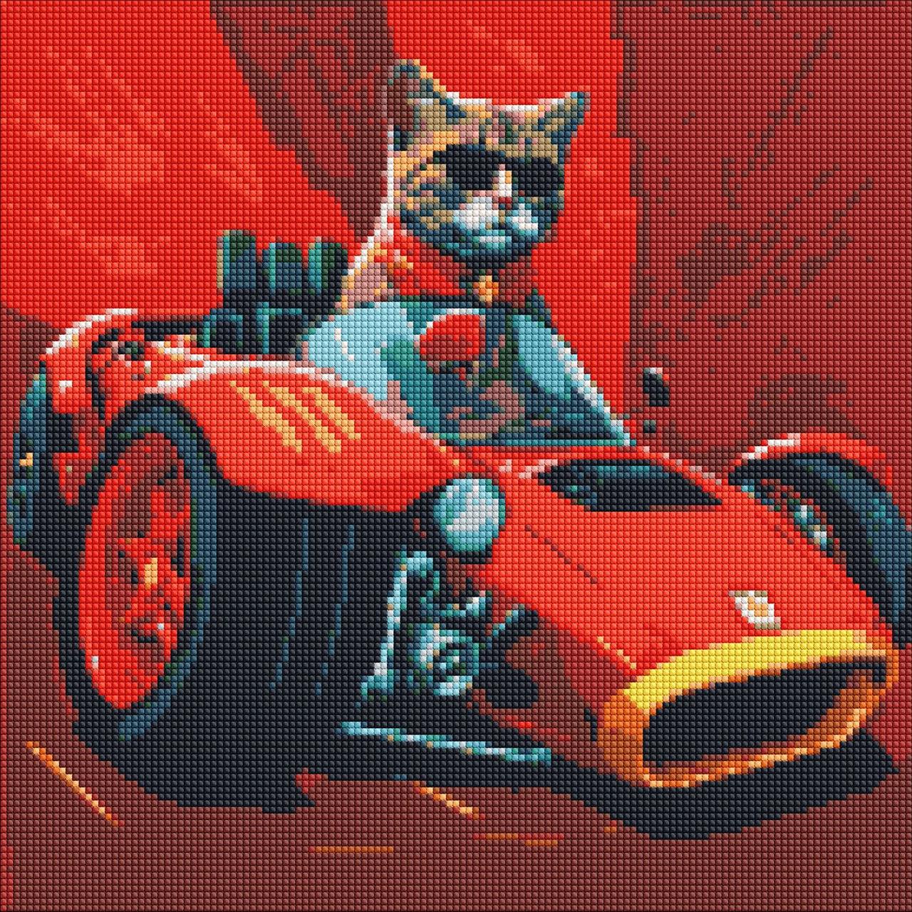 Алмазна мозаїка Життя кота на швидкості 40х40 см (AMO7560)