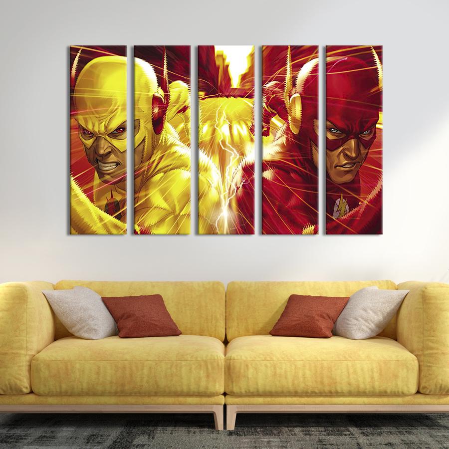 Модульна картина з 5 частин Протистояння Flash та професора Зума 155x95 см (710-51)