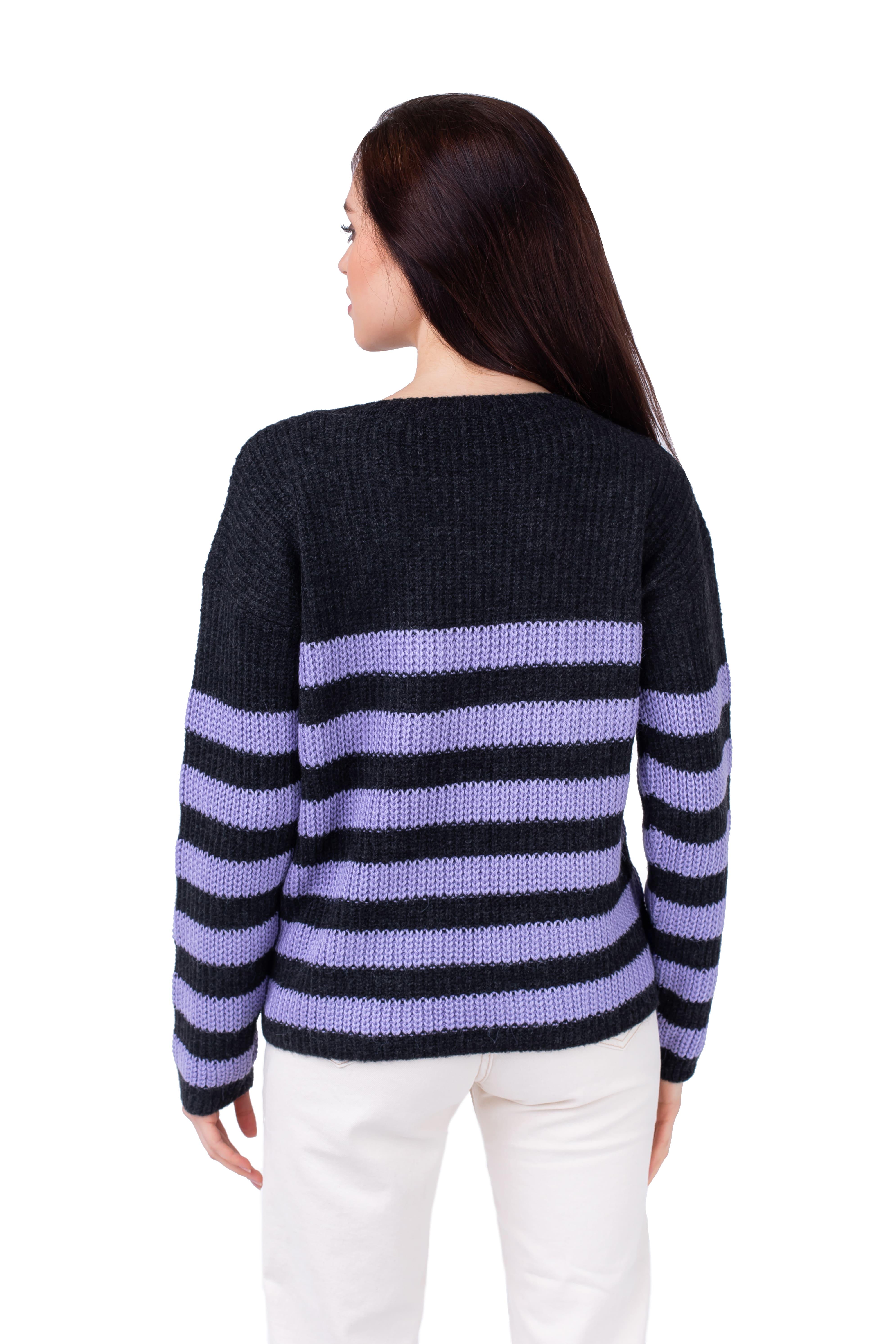 Джемпер женский Bakhur в полоску XS-M Антрацит/Крокус (3219) - фото 4