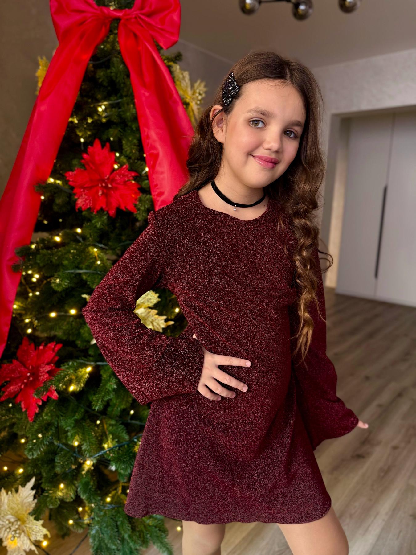 Сукня блискуча підліткова з люрексу IRmAS 1323 158 см Бордовий - фото 4 Сукня блискуча підліткова з люрексу IRmAS 1323 158 см Бордовий - фото 4