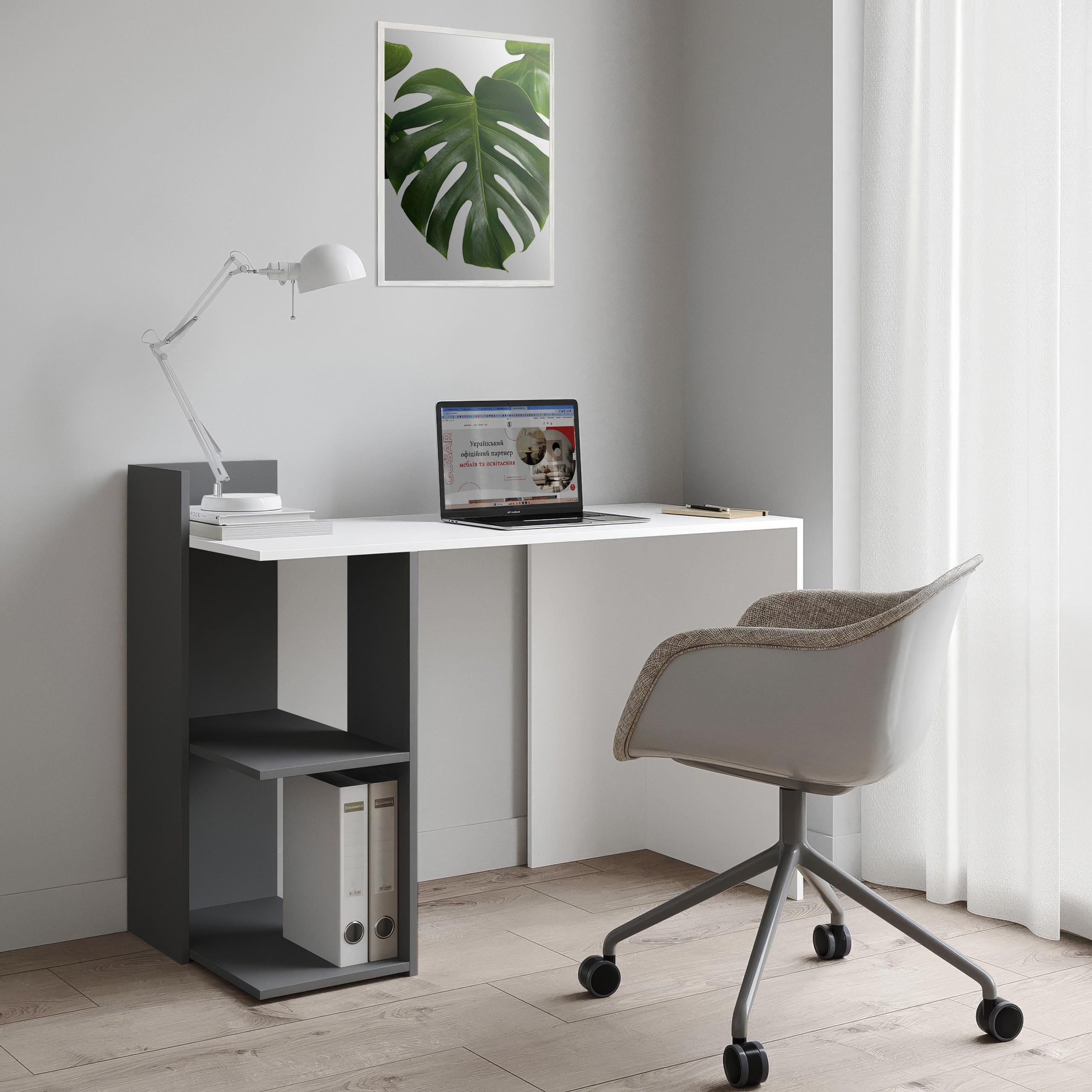 Стіл письмовий з полицями S-12 1200х520х870 мм Білий/Антрацит - фото 1