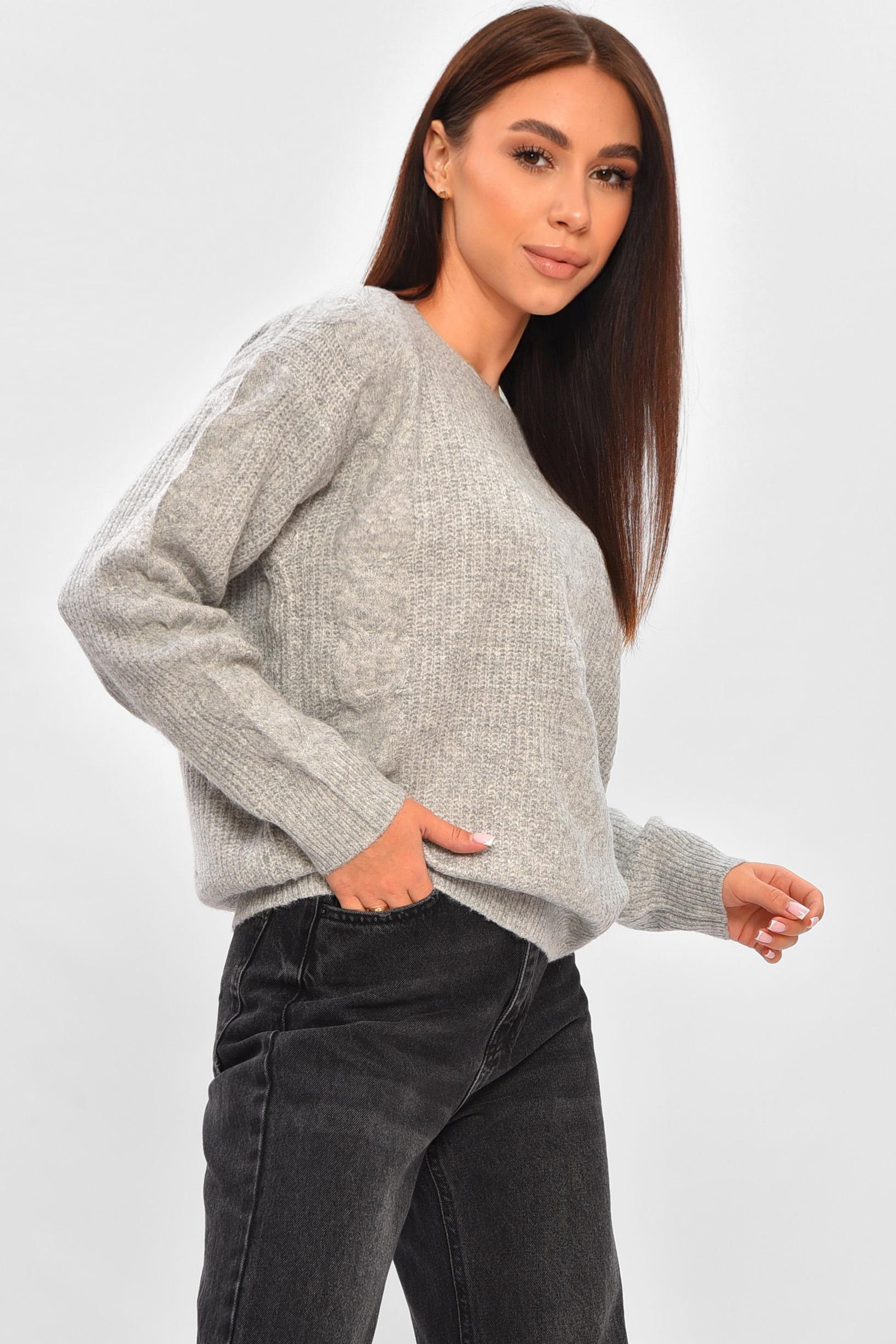 Светр жіночий 206610 однотонний M-XL Сірий (206610_!335423_44-48) - фото 2 Светр жіночий 206610 однотонний M-XL Сірий (206610_!335423_44-48) - фото 2
