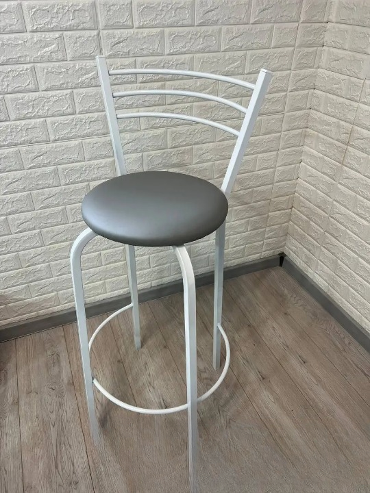 Барний стілець металевий 35/105 см Сірий/Білий (28374246)