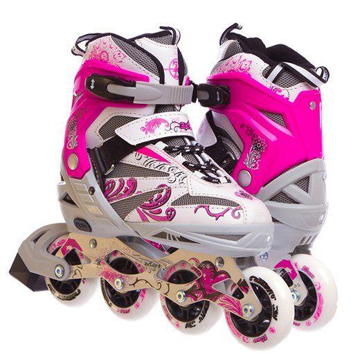 Роликовые коньки Grace Z805 раздвижные р. 38-41 Серый/Розовый (60363091)