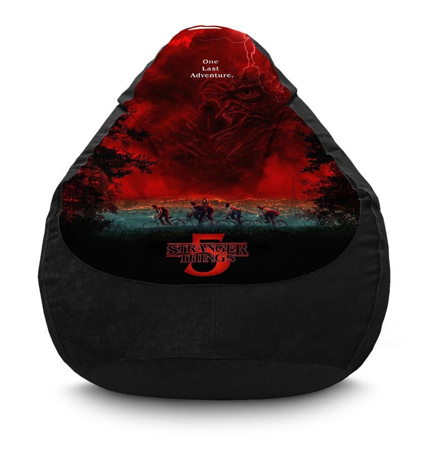 Крісло-мішок iPuff StRanger Things Остання пригода флок XL 80x110 см Чорний (32171163)
