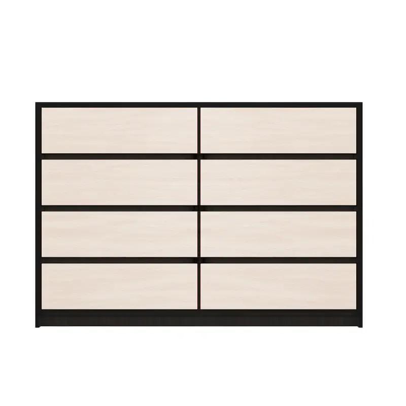 Комод без ручок Еверест Мікс-5 8 ящиків телескопи 139х38х98 см Венге темний/Дуб молочний (ES-10069)