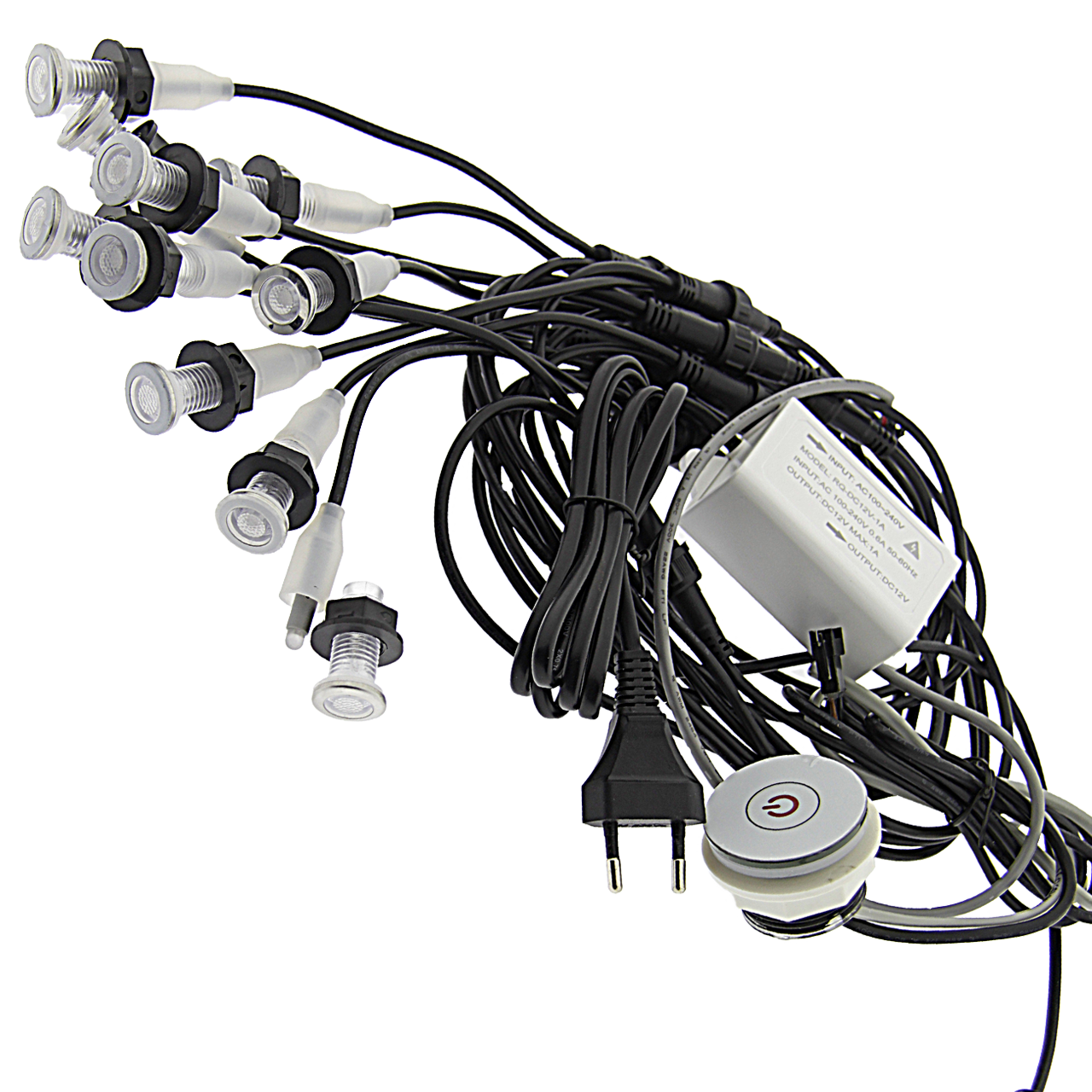 Комплект для підсвічування води водонепроникні з блоком живлення та кнопкою 10 ламп