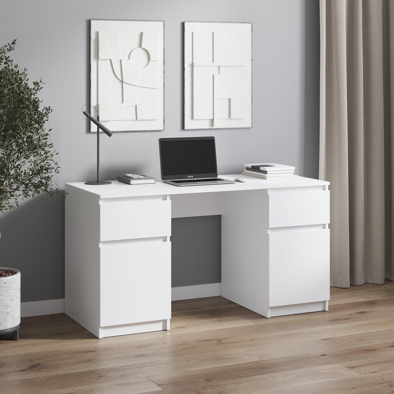 Стіл комп’ютерний з 2 тумбами Вайс R-34 1400х600х755 мм Білий (30310451) Стіл комп’ютерний з 2 тумбами Вайс R-34 1400х600х755 мм Білий (30310451)