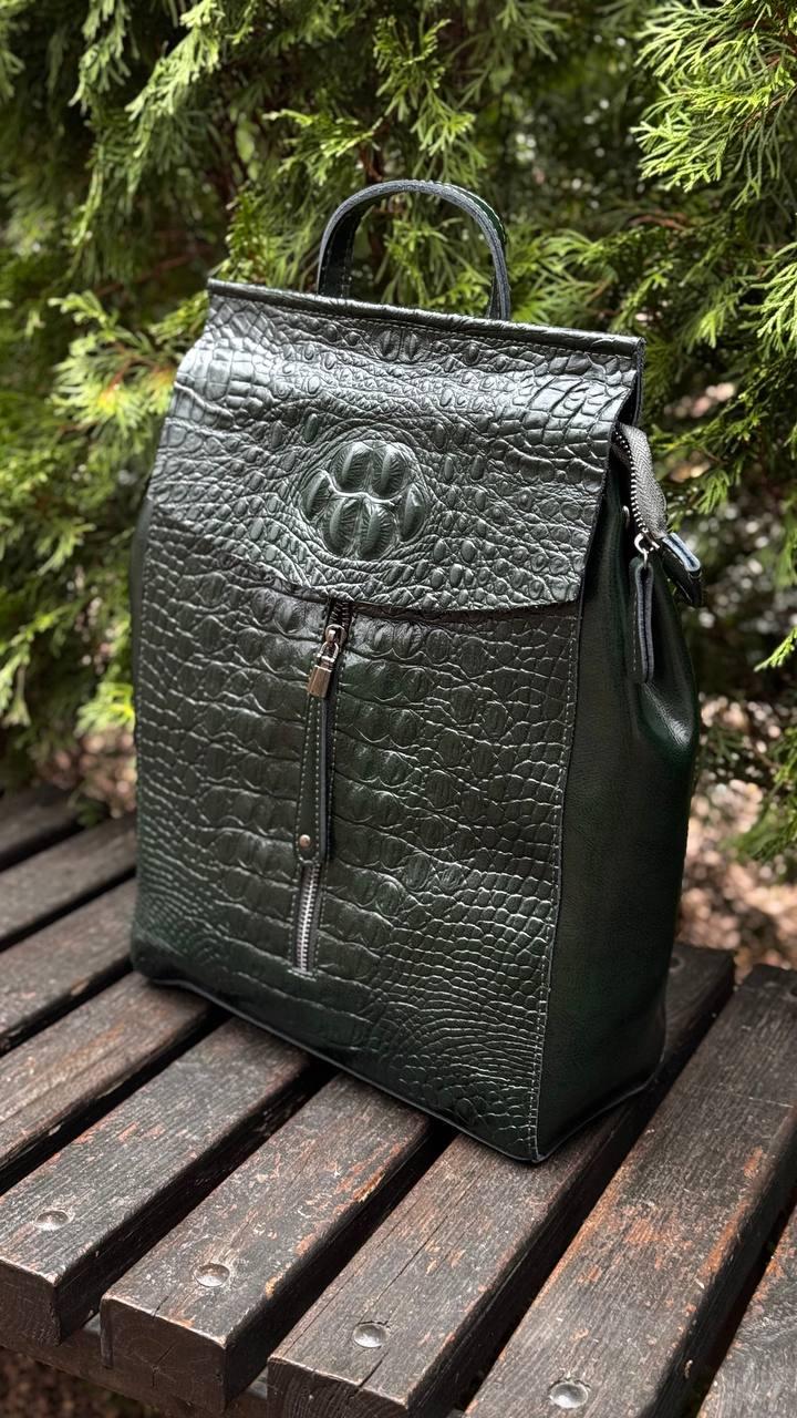 Женский рюкзак натуральная кожа Зеленый (720/2)