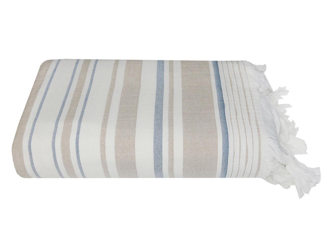 Рушник Aisha Pestemal махра/бавовна 100х150 см Бежево-синій (25897529)