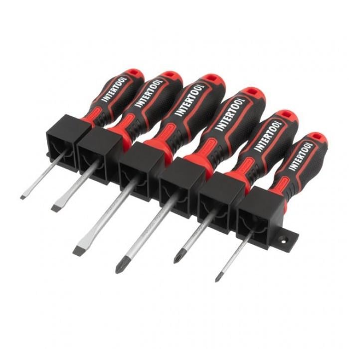 Набор отверток Intertool SL3х75 мм/SL5х75 мм/SL6х100 мм/PH0х75 мм/PH1х75 мм/PH2х100 мм 6 шт.