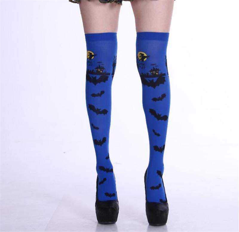 Чулки для Хэллоуина Летучие мыши One size Сине-черный (1409448)
