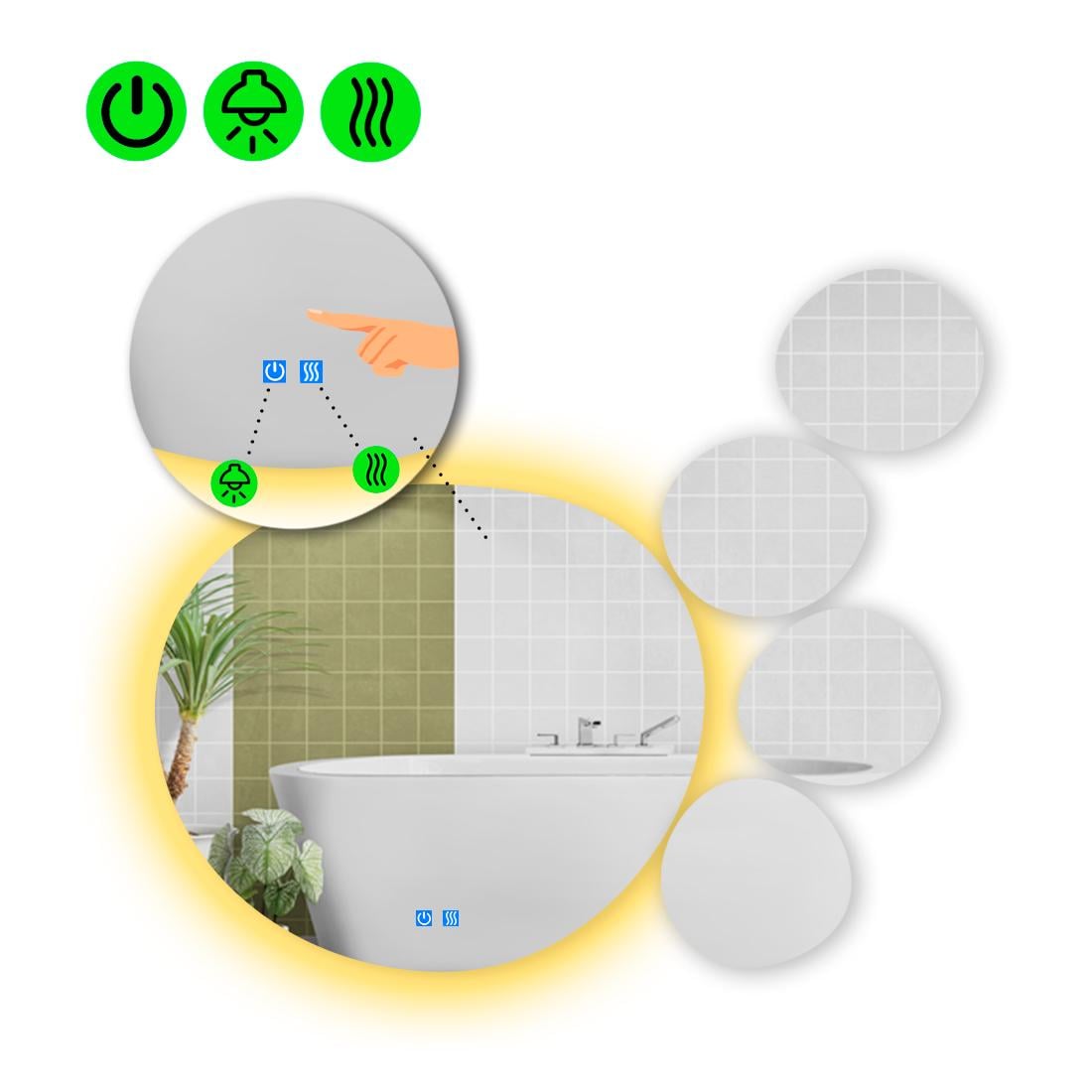 Зеркало с LED подсветкой Acqua 2 с двумя сенсорами 100x100 см (8737125)