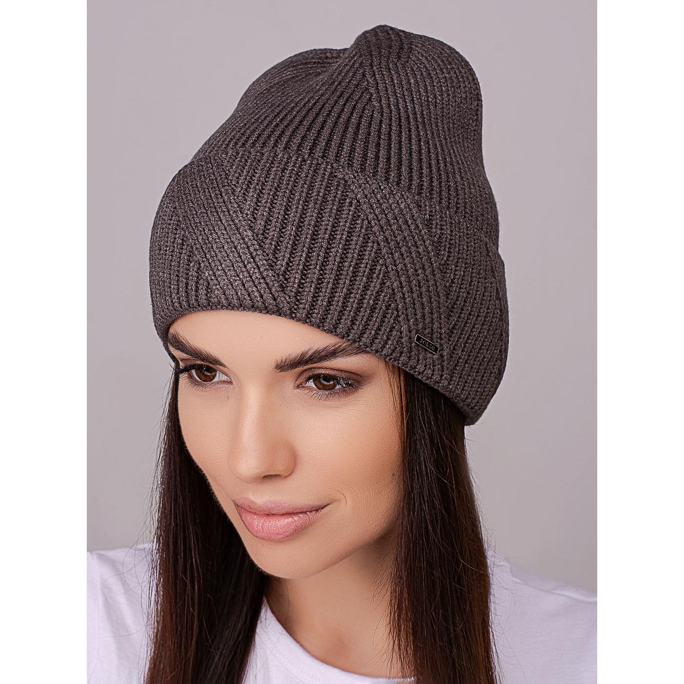 Шапка колпак женская без подкладки с узором Leks ИДИЛИЯ One size Графит (258431)