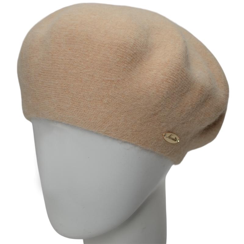 Берет женский Novita Молли ангоровый двойной теплый зимний Лен