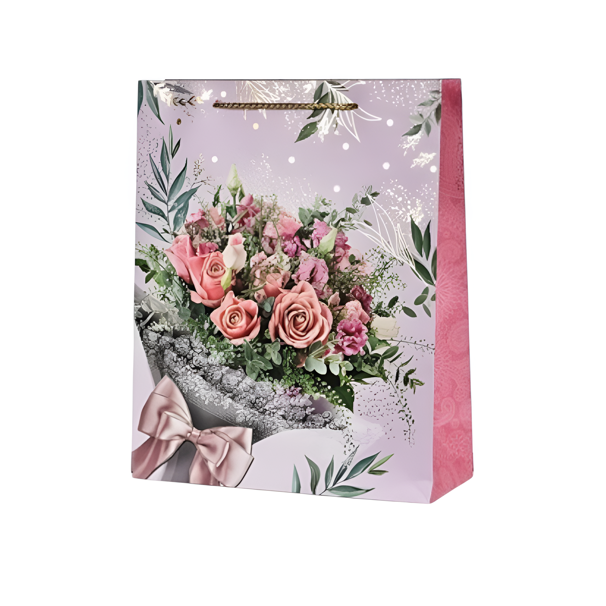 Подарочный пакет Stenson Flower dance 26х32х10 см Нежно-розовый (R95501-M)