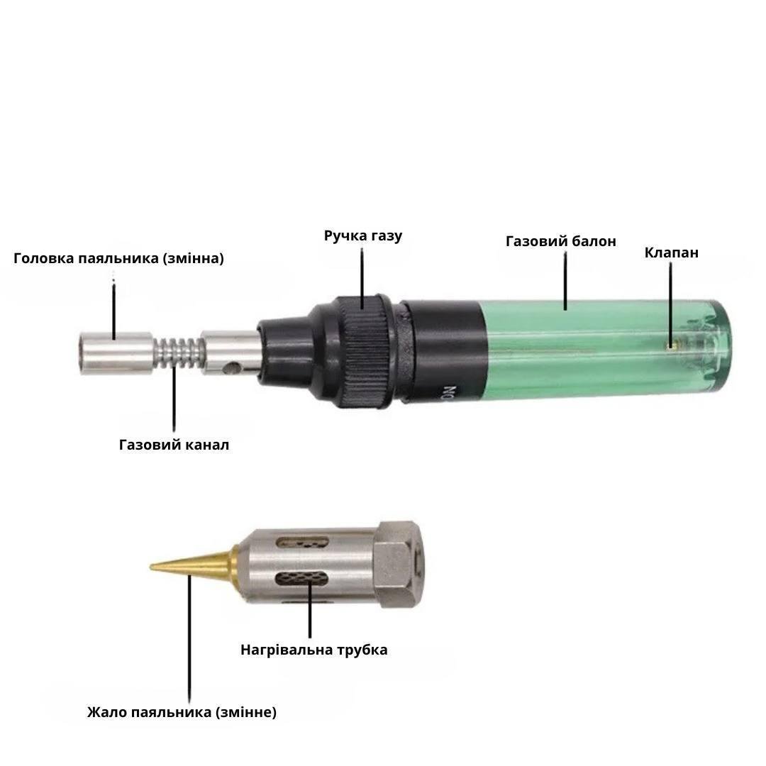 Паяльник газовий Bodasan A-10 із регулятором потоку0 портативний Green (11352278) - фото 5