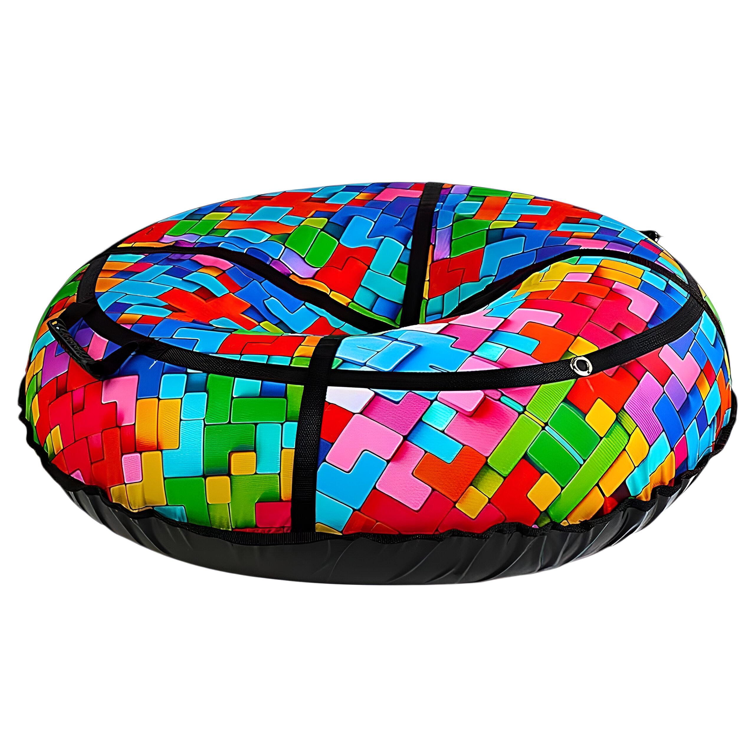 Санки-тюбинг надувные Абстракция 1,2 м Т33872 из прочного материала с ручками и тросом (29863052)