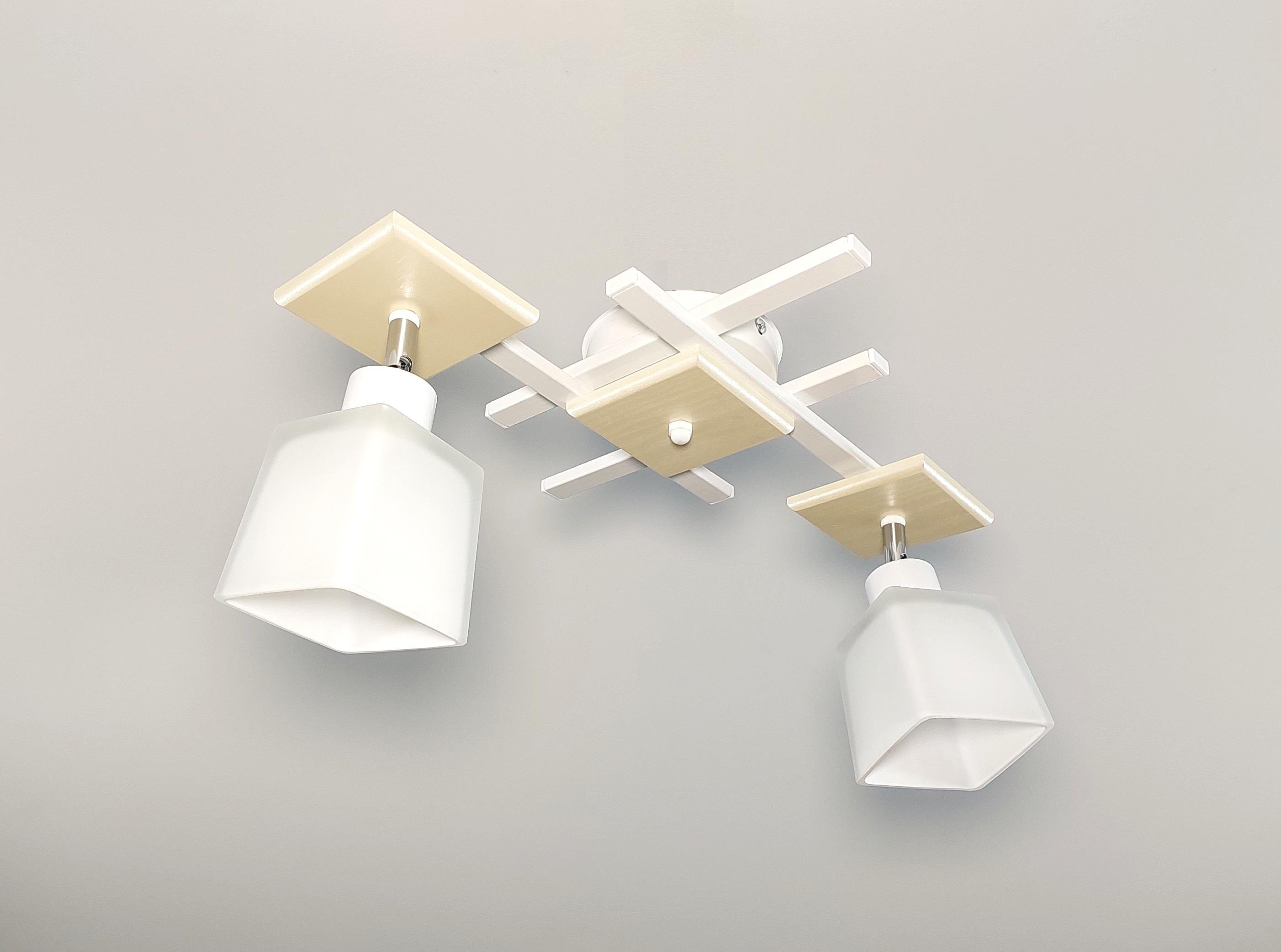 Люстра потолочная Оскар/2 на 2 поворотных плафона Белый/Бежевый