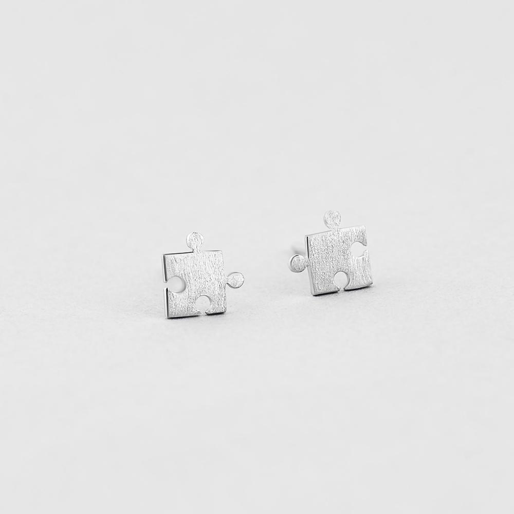Серебряные серьги Minimal Пазлы (5020)