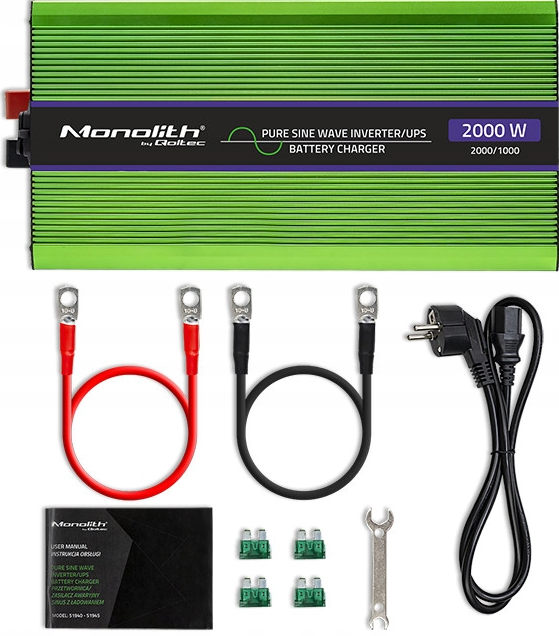 Інвертор 12 230 QOLTEC із чистою синусоїдою та зарядним пристроєм 2000 Вт (2328816763) - фото 6 Інвертор 12 230 QOLTEC із чистою синусоїдою та зарядним пристроєм 2000 Вт (2328816763) - фото 6