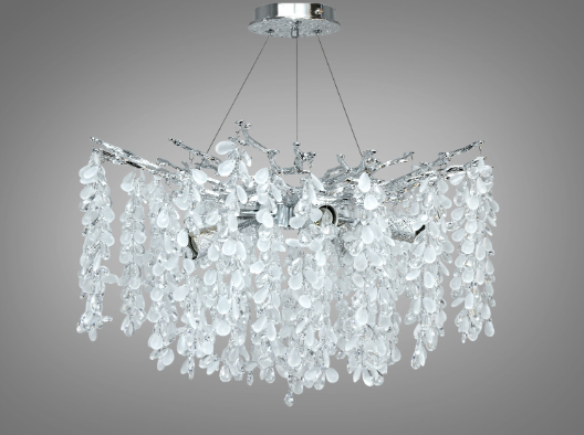 Люстра подвесная хрустальная Diasha Глициния 8xE14 60 см Хром (P8068/D600HR)
