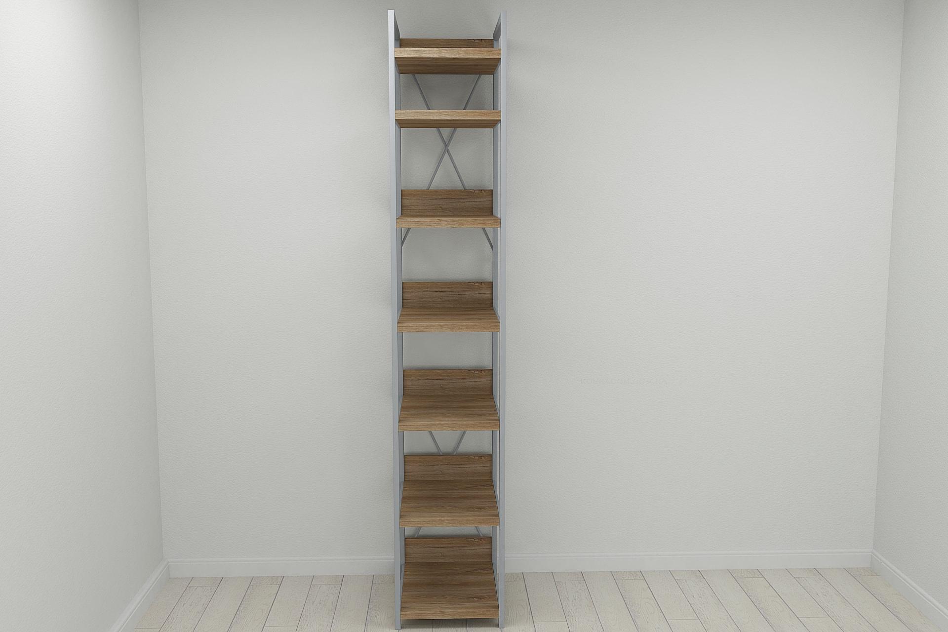 Шкаф гардероб уни секция 4 серии Конект Ferrum-decor 220x40x50 см металл Серый/ДСП Дуб Таверна (SHG097)